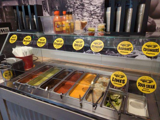 Here's a better photo of the salsa bar so that you can see all the titles. Can't wait to try the pickled onions!