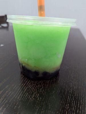 Honeydew slushie with boba