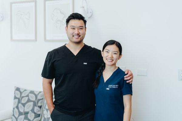 Hi! We're the co-owners and physical therapists of Body Politic PT, Dr. Joseph Luo and Dr. Angela Lee.