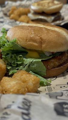 Vegetarian - garden burger with tots. Good, but I liked the Impossible melt better