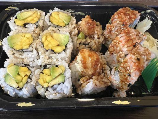 Mango Avocado Roll and shrimp tempura roll