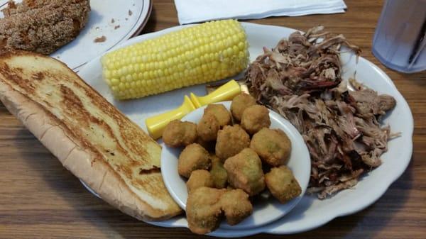 Pulled pork, okra, corn