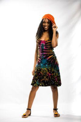 Tie dye cross cross maxi dress