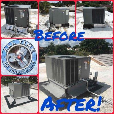 Before and After Photos from a Job that was done poorly to begin with, so we Installed the unit the All Time Air Conditioning Way!