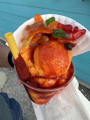 Mangonada with gummy worms