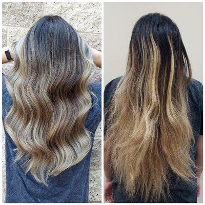 Balayage and added dimension. After & Before.