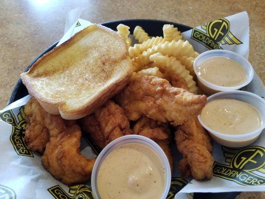 5 finger plate with fries, toast, special sauce