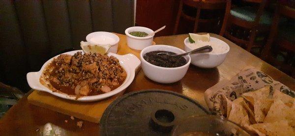 Taquitos pollo with black beans and rice. Comes with corn tortillas