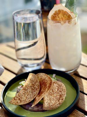 Tuna Tartar with Virgin Pina (drink)