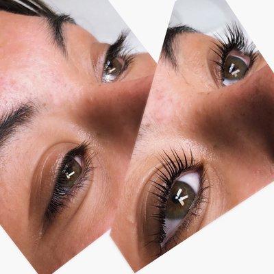 Lash lift last 6-8 weeks. Enhancing natural lashes but curling them. No need to use curlers! Add-on a tint service to darken the lashes!