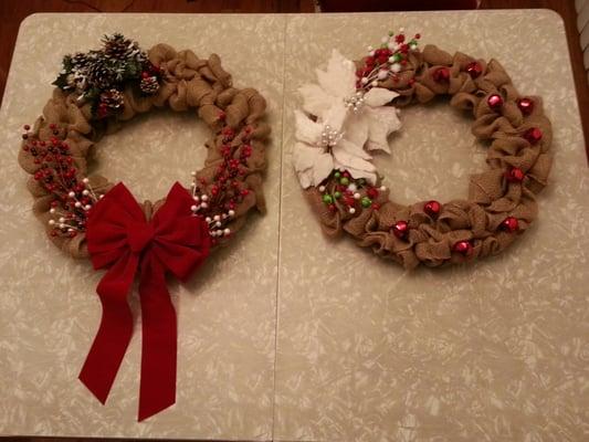 My friend and I made these wreaths ask with stuff werr got 40% off at Hobby Lobby