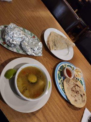 Overdid it with Pupusa Loca, Baleada, Sopa de Gallina India