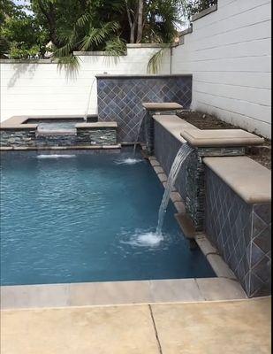 Beautiful pool we added water features