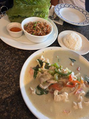 Green Curry with Chicken, Thai Lettuce Wraps