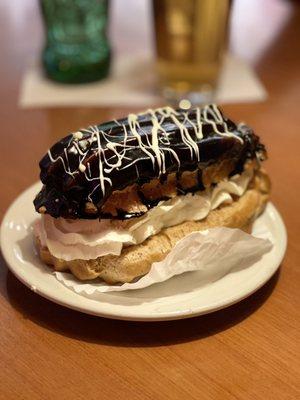 Chocolate eclair (it is HUGE!)  Not a heavy desert at all, but I recommend you share haha