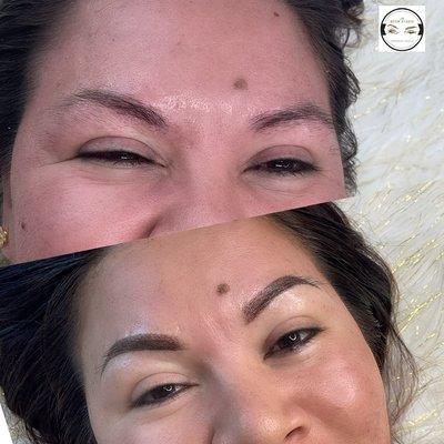 Before and after powder brows