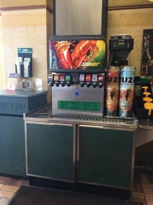 Soda fountain and tea selection.