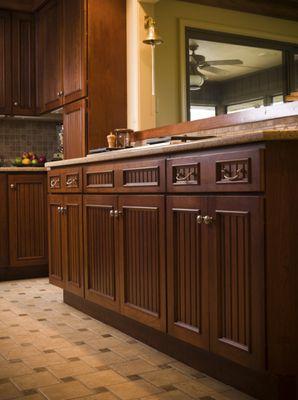 Kitchen cabinets are hand washed every time we clean