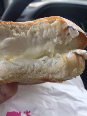 Exeter nh bagel with cream cheese with a complimentary 3 inch long black hair.