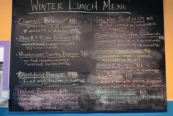 Winter Lunch Menu