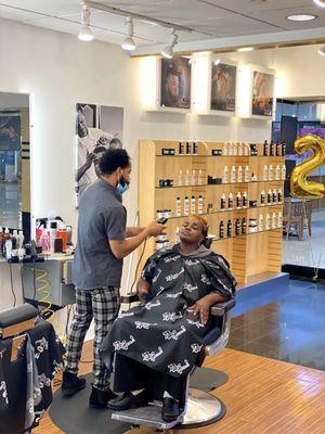 The barber's chair, where stories and styles unfold...