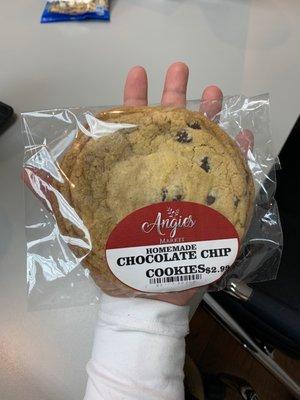 Giant chocolate chip cookie $2.99