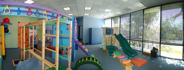 Fun Zone #2- 2 playlofts, slide, climbing apparatus with balance beam, rock walls, suspension equipment, obstacle courses.