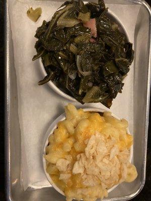 Best Collards to date and perfectly cooked mac n cheese. Delicious sides for $5 and when paired with a wing and thigh it's on!