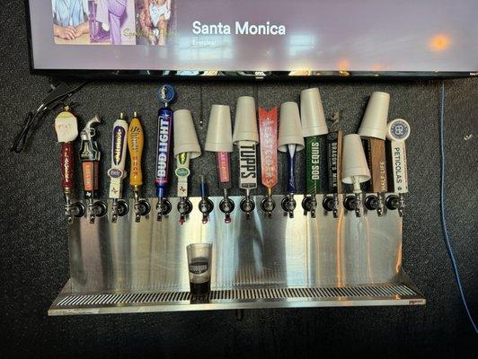 Beer taps.