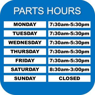 Honda Parts Hours