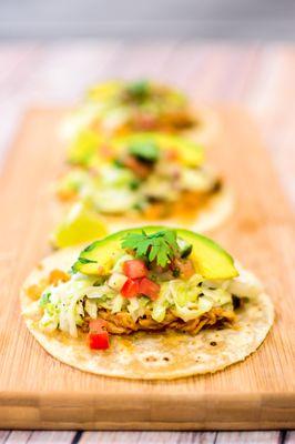 Street Taco Chicken Tinga, Pico de Gallo, Cabbage, Jalepeno Sour Cream, Avocado