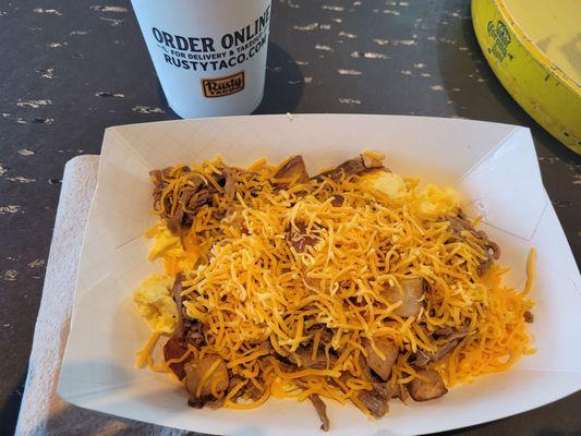 Brisket breakfast taco bowl.