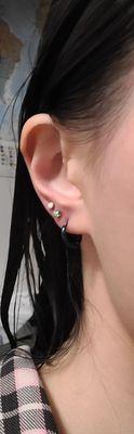 Right earlobe piercings