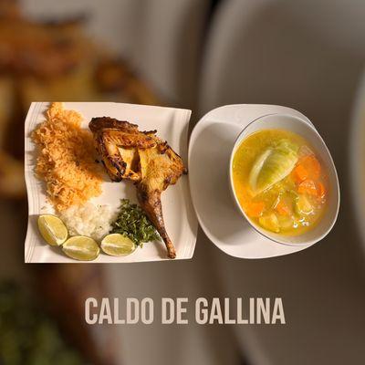 Caldo de gallina asada