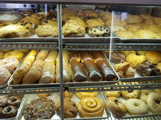 Good selection of donuts, bagels, and muffins