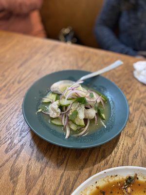 Aguachile was spicy but delicious!