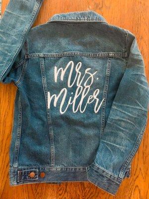 Custom embroidery on a jeans jacket