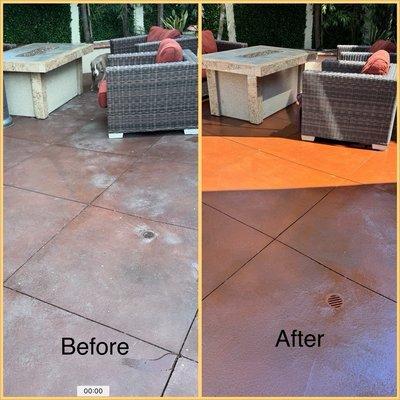 Before and after stain and seal.