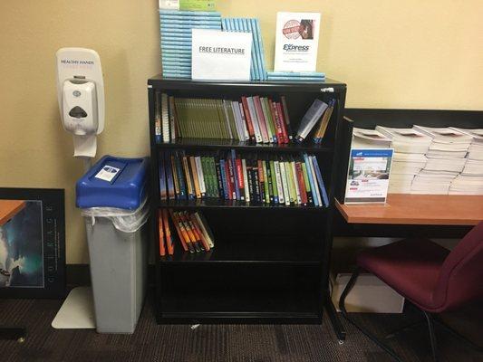 Work2Future has a free little library. Mixed collection of books, probably from classes they held.