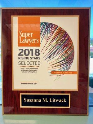 Honored to be in the 2.5% of lawyers selected as a 2018 Rising Star by Super Lawyers!