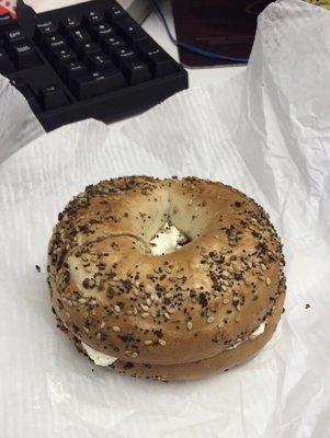 Everything bagel with cream cheese