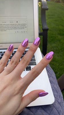 almond purple holographic