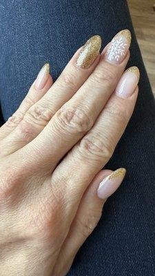 Gold french nails