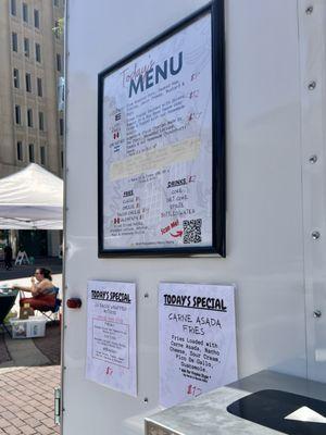 Food truck menu