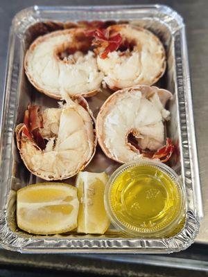 Steamed lobster tails