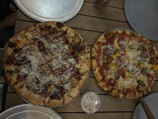 10/25/24 Our two pizzas with fresh grated parm