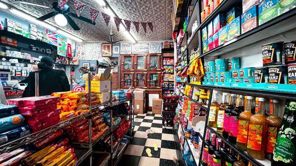 Shelves of British grocery items