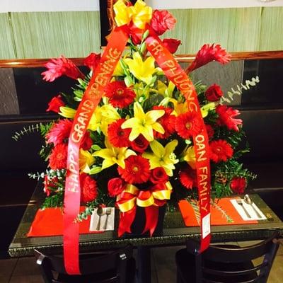 Grand opening flower arrangement for spicy Lao