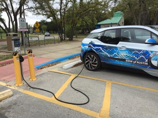 EV charging station on west side of campus, near aquifer well house