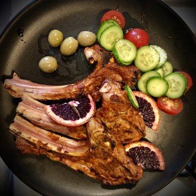 harissa lamb chops from al yemeni